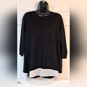 Roz & Ali Black Sweater with Blouse Insert